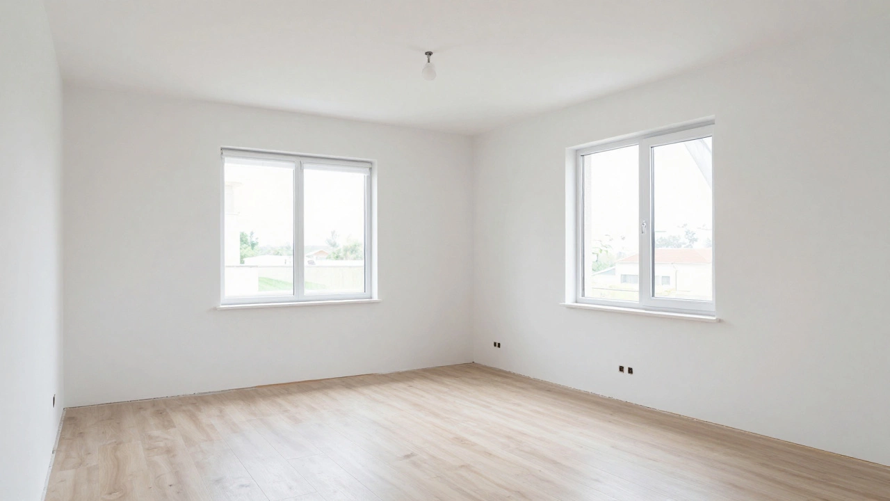 Интерьер дома на финальной стадии: чистые стены, полы, окна и мелкие отделочные работы.