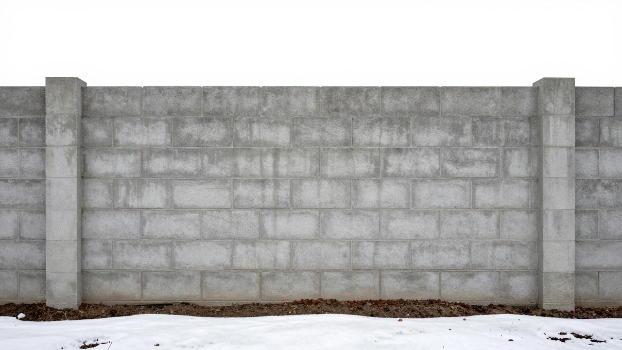 Бетонный забор с фасадной штукатуркой, выдерживающий все сезоны без ремонта и ухода.