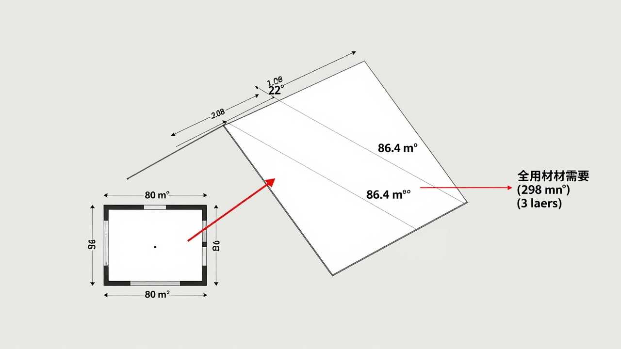 Геометрический разбор сложной крыши с коэффициентами увеличения площади по уклону.