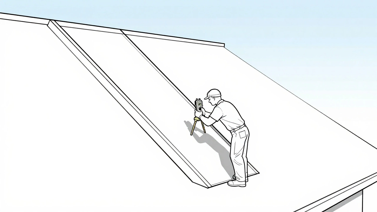 Мансардная крыша с двумя углами и измерением уклона