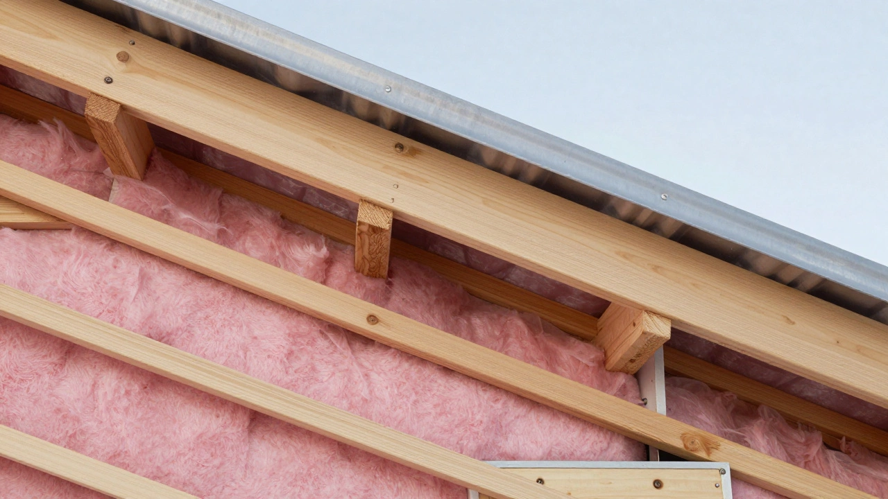 Разрез кровельного пирога с утеплителем и вентиляцией