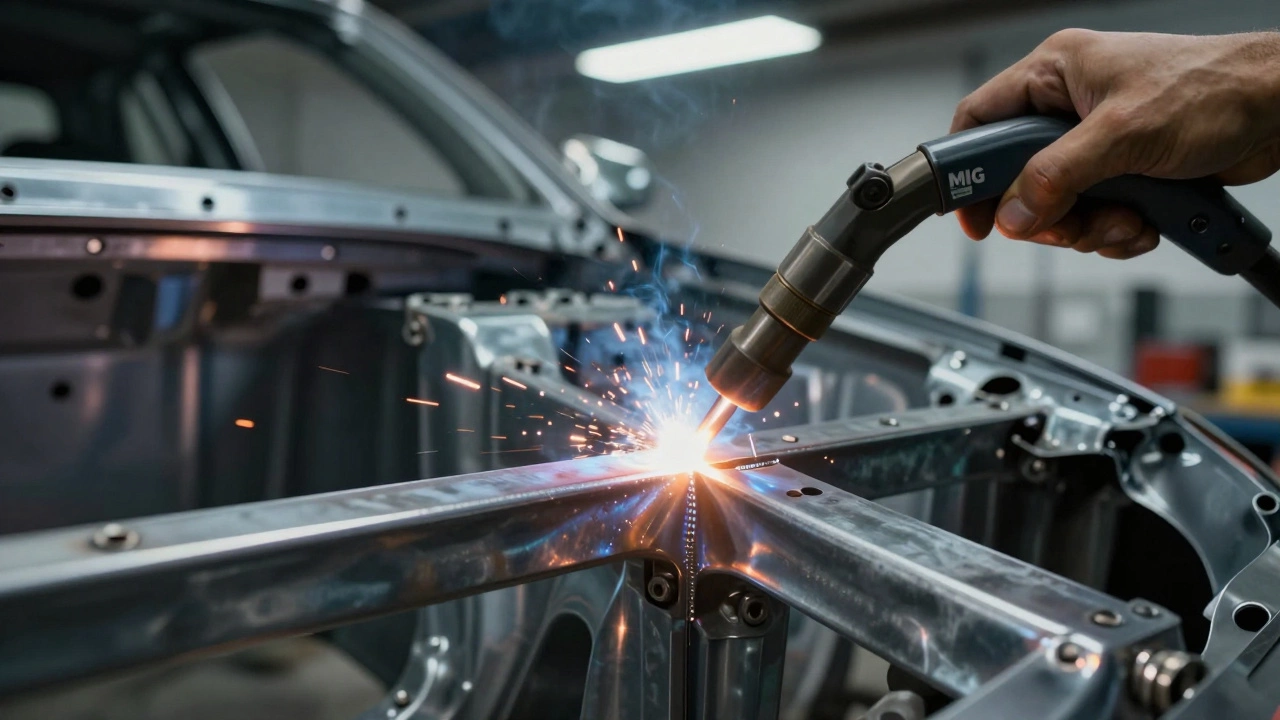 Полуавтоматическая сварка кузова автомобиля в современном автосервисе
