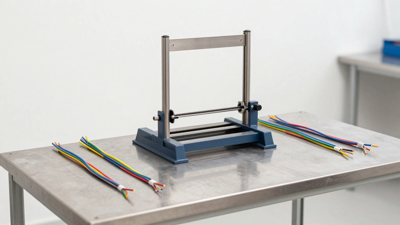 Стационарный гильотинный резак для кабеля в электромастерской