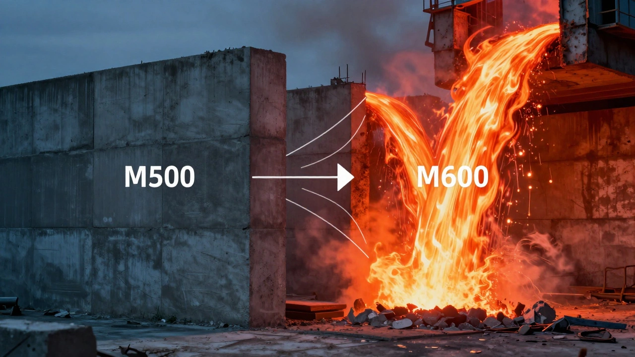 Сравнение прочности и нагрева цемента М500 и М600